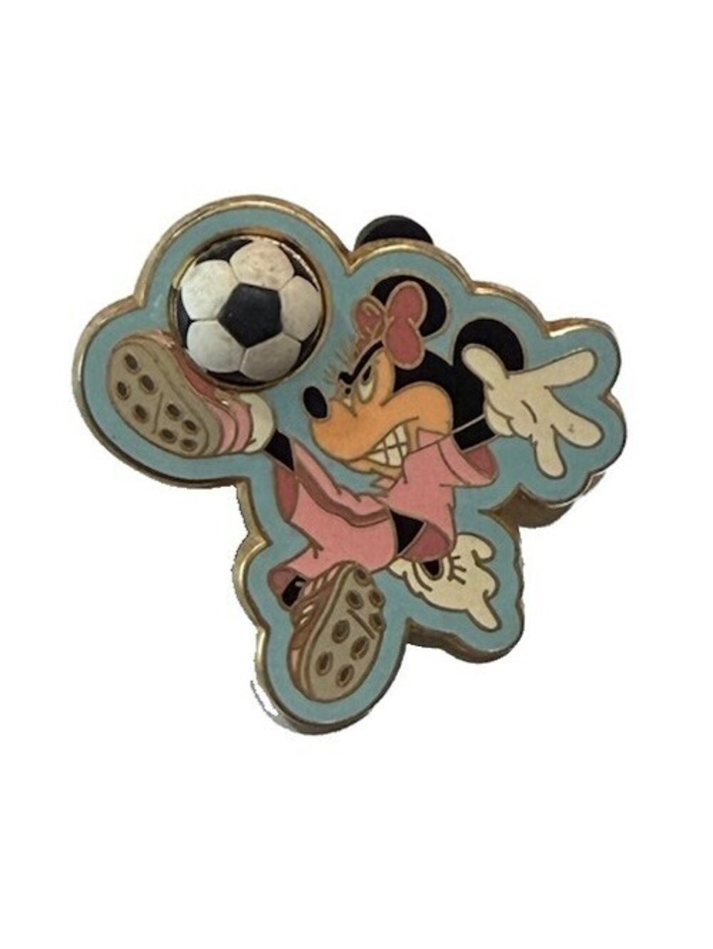 Vintage Disney Pin, 2002, Minnie Mouse Kicking Soccer Ball, 3D Sports Series